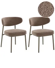 Set of 2 Dining Chairs UNITY Boucle Taupe_1042225