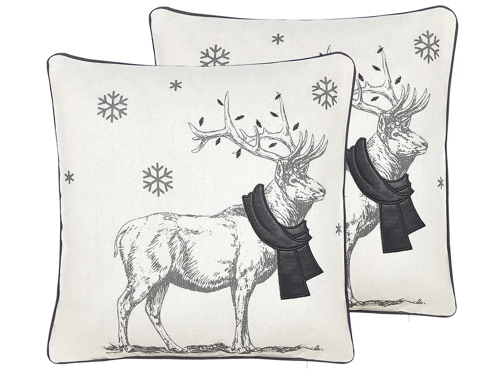 Dekokissen 2er Set SVEN 45 x 45 cm Schwarz Weihnachtsmotiv