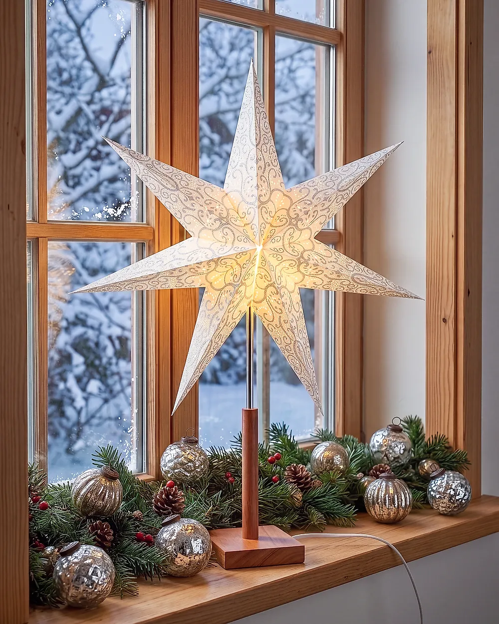 Adventsstern MANA 72 cm Silber
