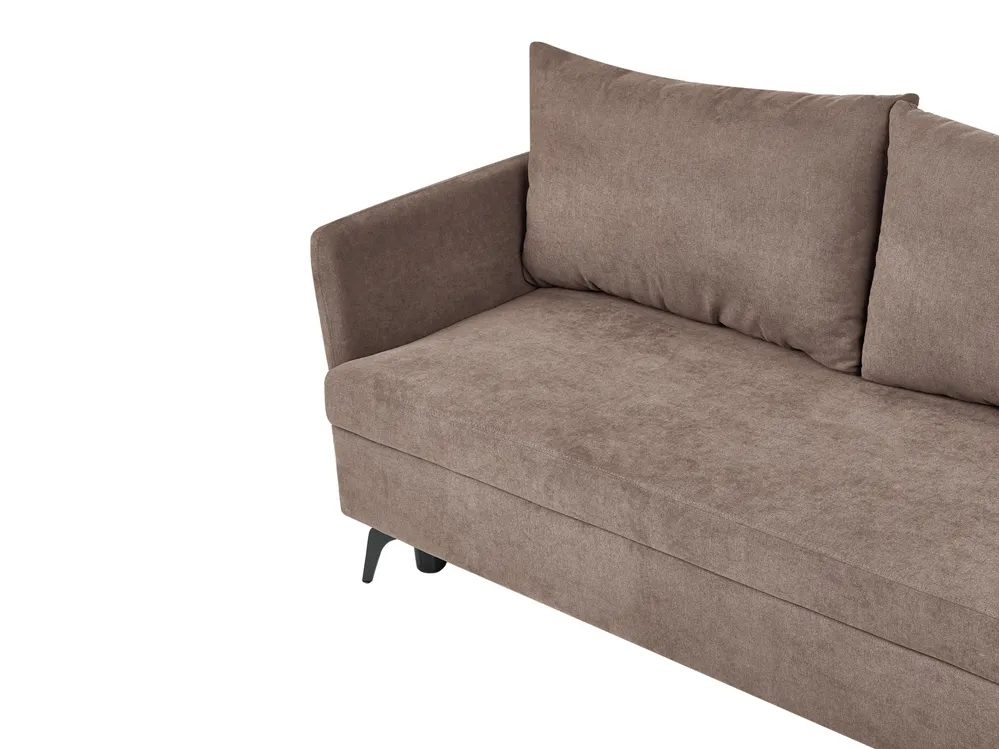 Eckschlafsofa 3-Sitzer KOGE mit Stauraum Stoff Braun linksseitig_1087987