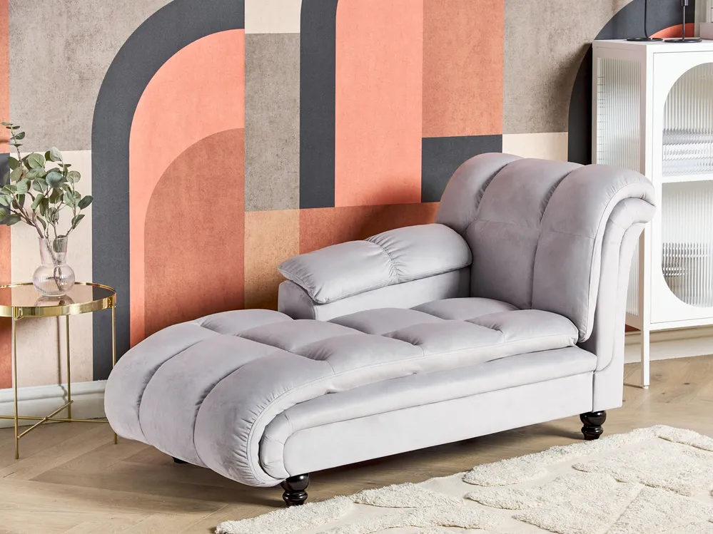 Rechtsseitige Chaiselongue LORMONT Samtstoff Hellgrau