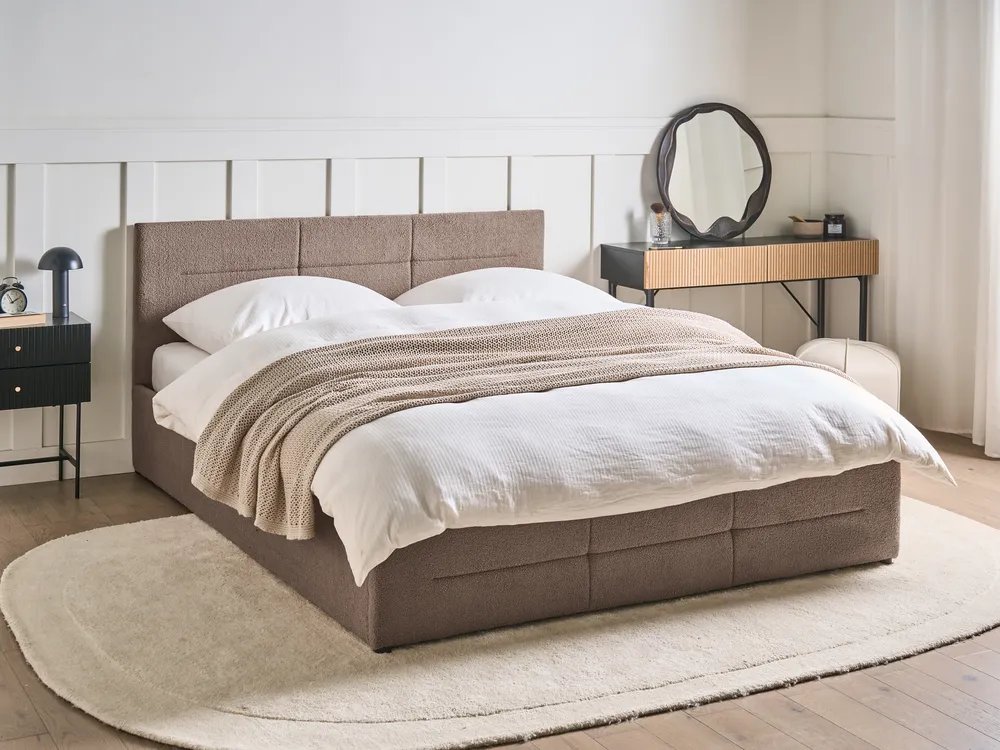 Bett mit Stauraum MASSOGNES Bouclé Taupe 160 x 200 cm