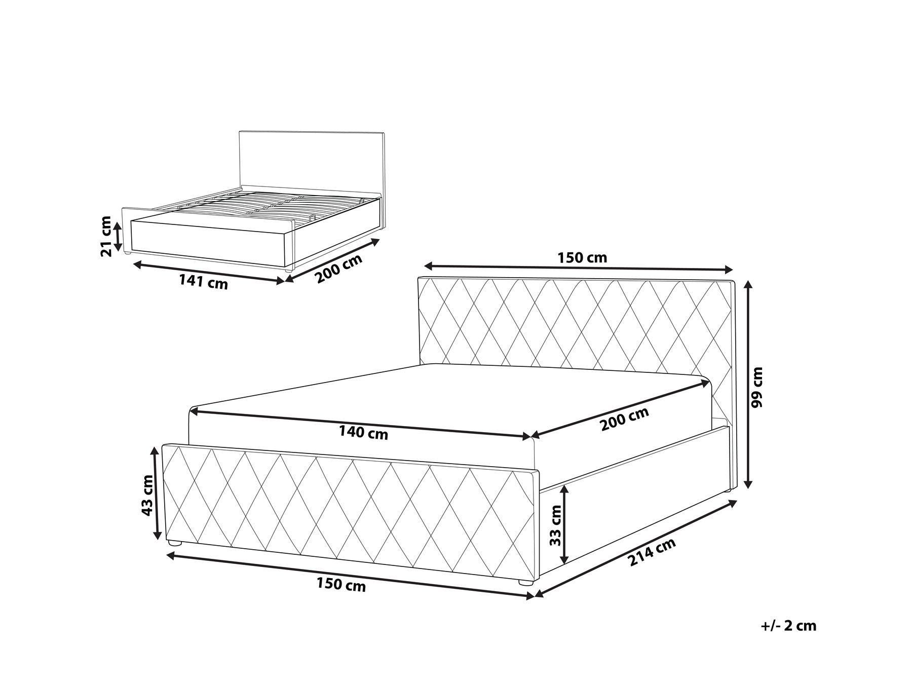 Bett mit Stauraum ROCHEFORT Samtstoff Rosa 140 x 200 cm_857433