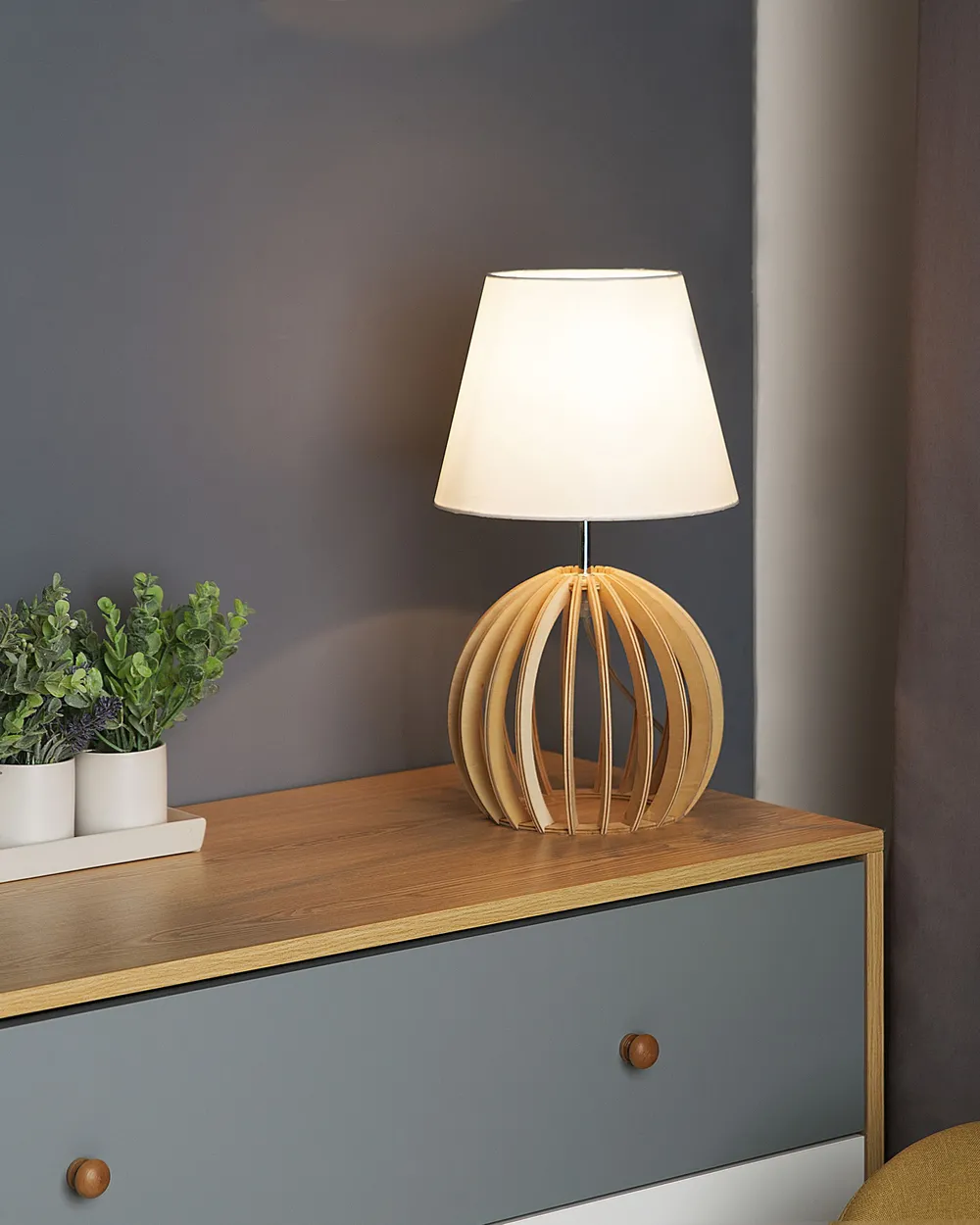 Tischlampe SAMO Braun / Weiß