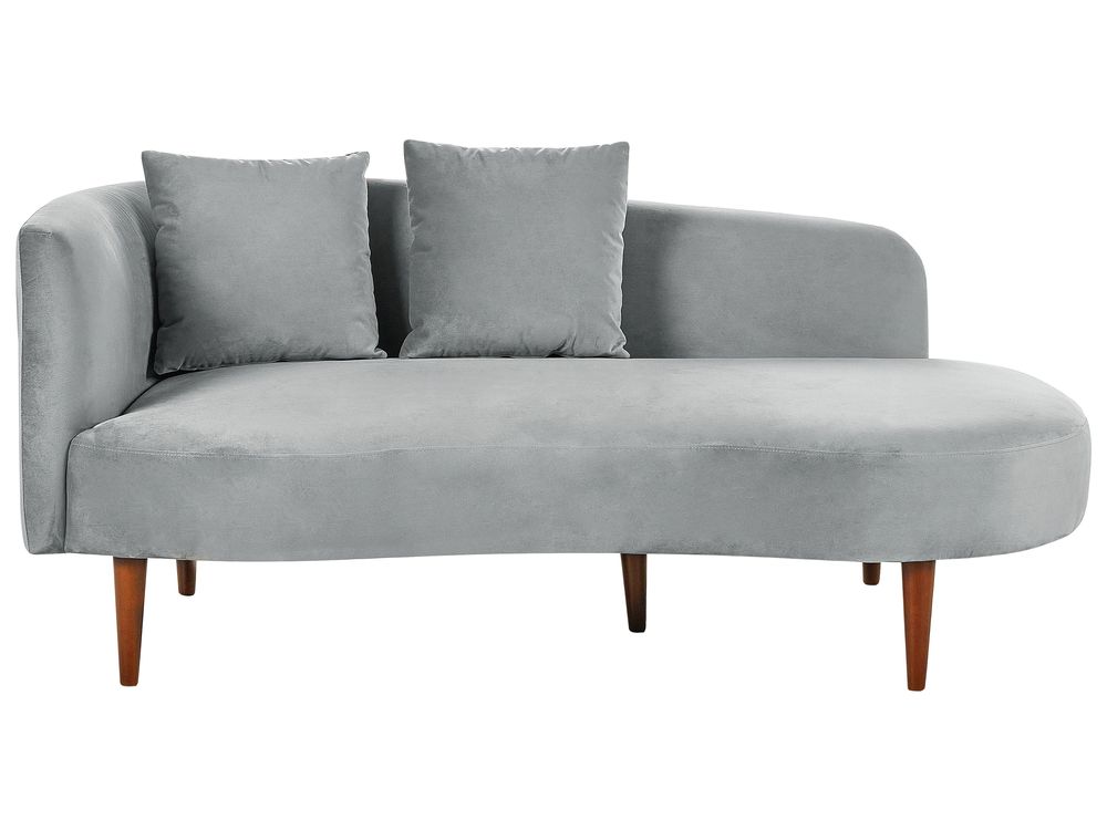Left-Hand Chaise Longue CHAUMONT Velvet Light Grey