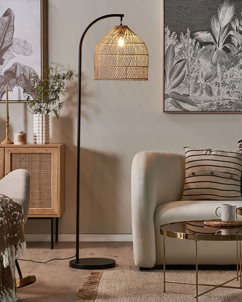Stehlampe BERNICA Rattan Naturfarben