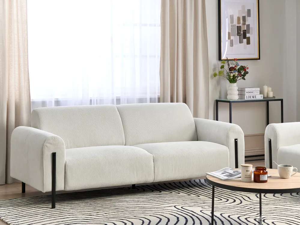 Sofa 3-Sitzer ASKIM Cord Cremeweiß
