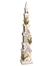Weihnachtsdekoration LED NASIJARVI 85 cm Haus Hellbraun_1028066
