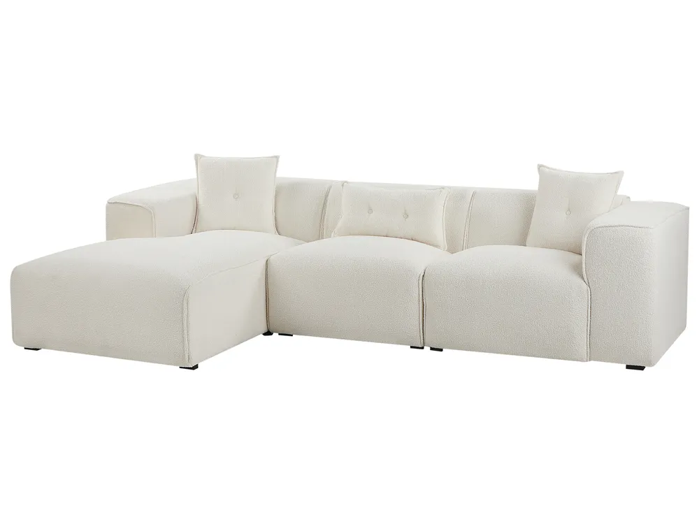 Corner Sofa 3 Seater DOLVA Boucle Off-White Left Hand_946415