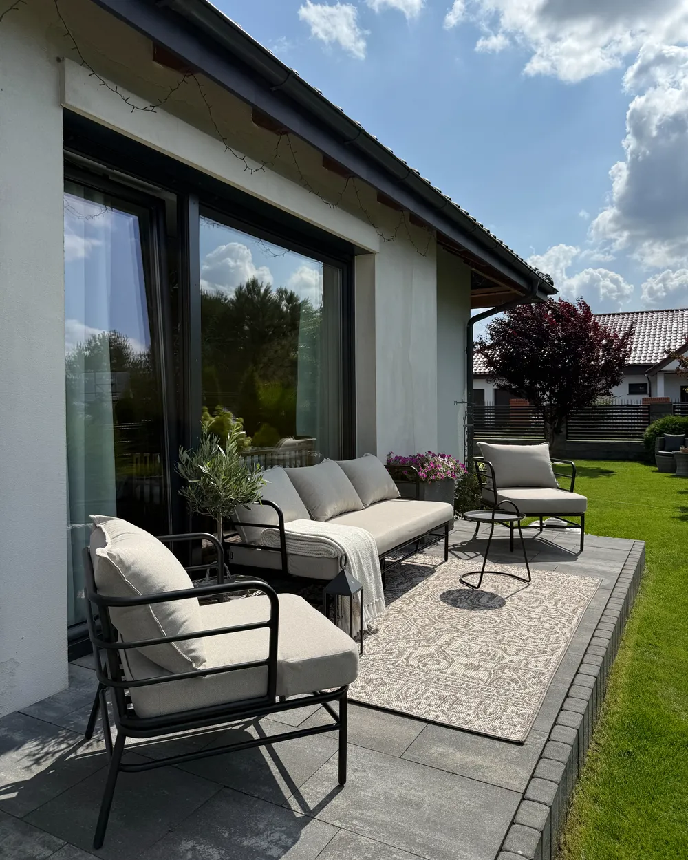 Gartensofa Set 5-Sitzer PONZONE Metall Hellbeige_1016925