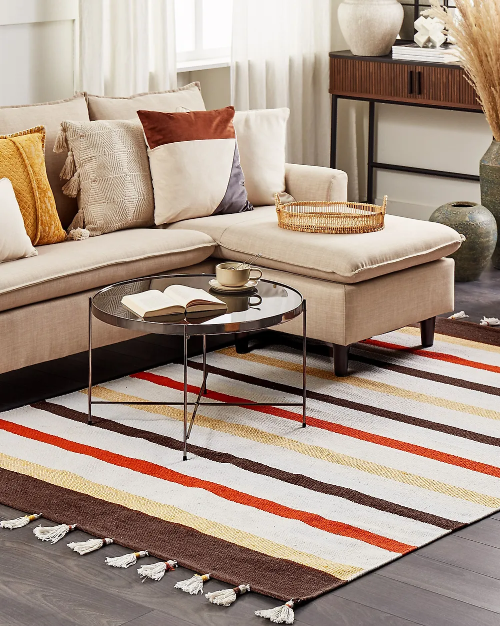 Rug HISARLI Brown 140 x 200 cm Cotton_1183986