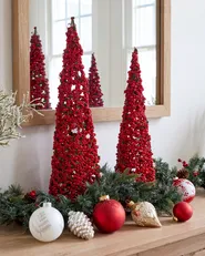 Dekofiguren 2er Set ROSAN 52/60 cm Weihnachtsbaum Rot_1018698