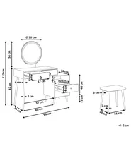 Schminktisch mit Spiegel und Hocker YVES LED Schwarz_845454