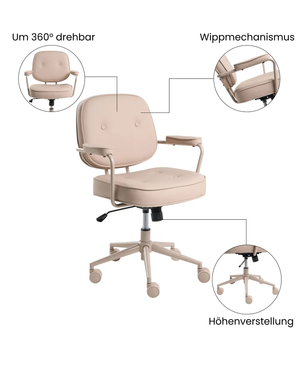 Schreibtischstuhl PARAMUS Kunstleder Sandbeige_1072367