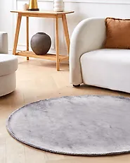 Rug GESI Light Grey ø 140 cm Viscose_1178027