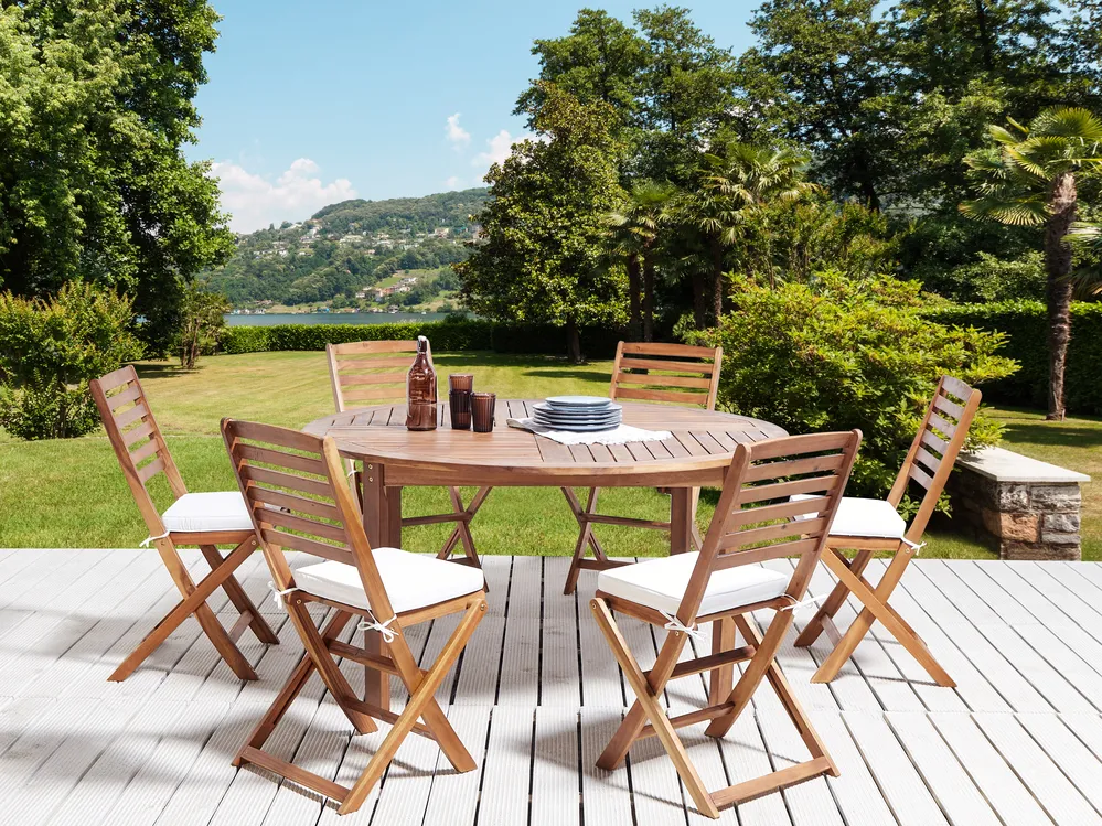 Gartenstuhlkissen 6er Set TOLVE 39 x 31 cm Cremeweiß
