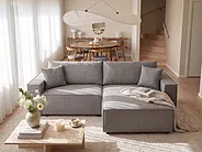Eckschlafsofa KARILA mit Stauraum Stoff Grau linksseitig_1154545