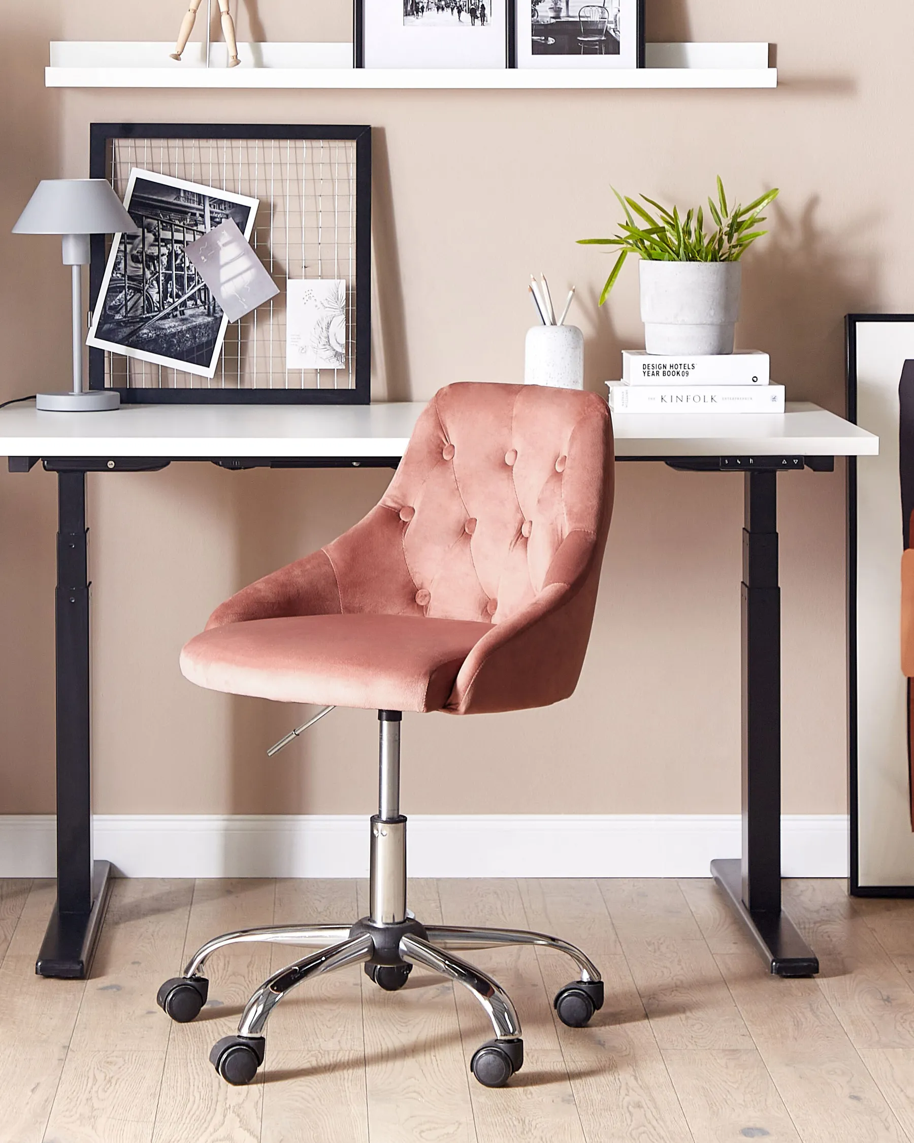 Desk Chair PARRISH Velvet Pastel Pink_867722
