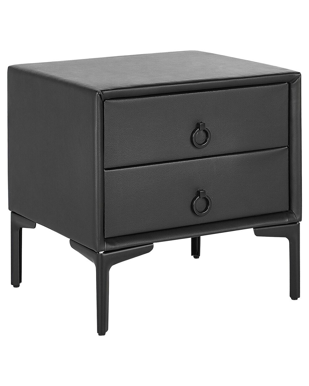 2 Drawer Bedside Table SEZANNE Faux Leather Black