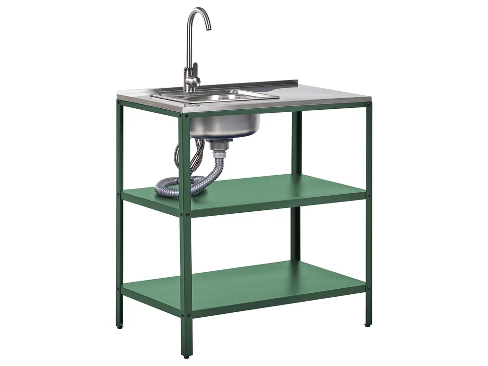 Outdoor-Küche 3er Set mit Spüle VILAMA Grün Metall_974422