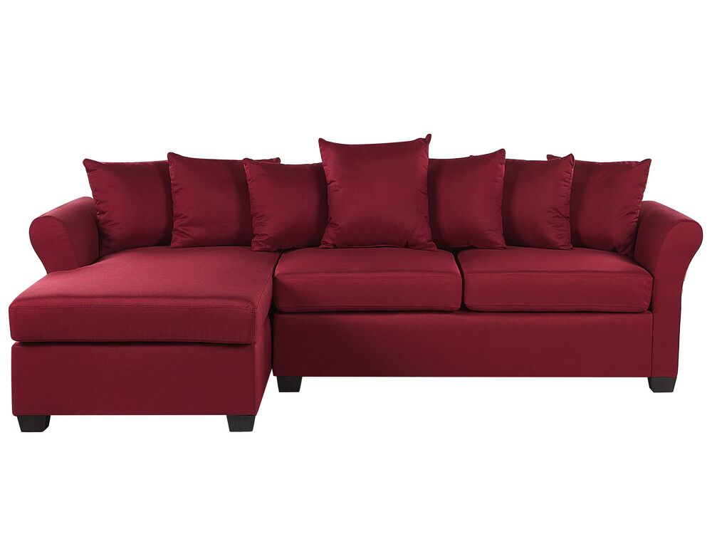 Ugaona sofa VIKNA Tkanina Tamnocrvena desnoruki