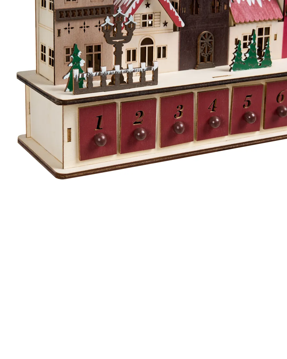 Christmas Decoration LED ASPERN 18 cm Advent Calendar Red_1017179