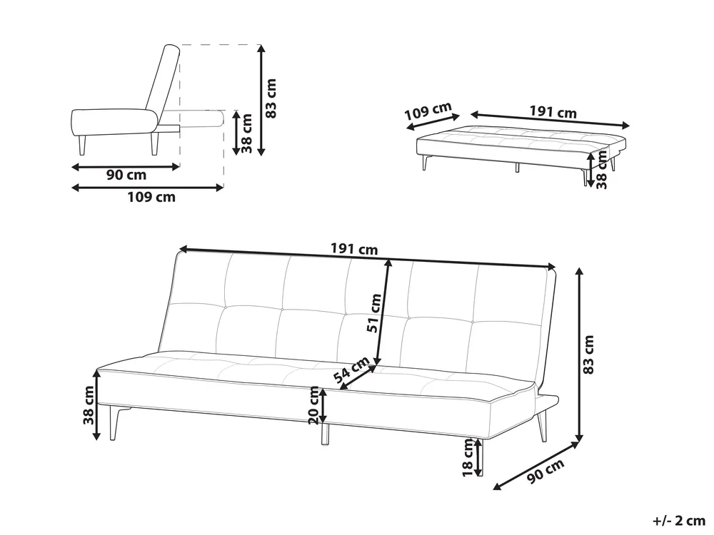 Sofa Bed 3 Seater ESSVIK Fabric Light Grey_894356