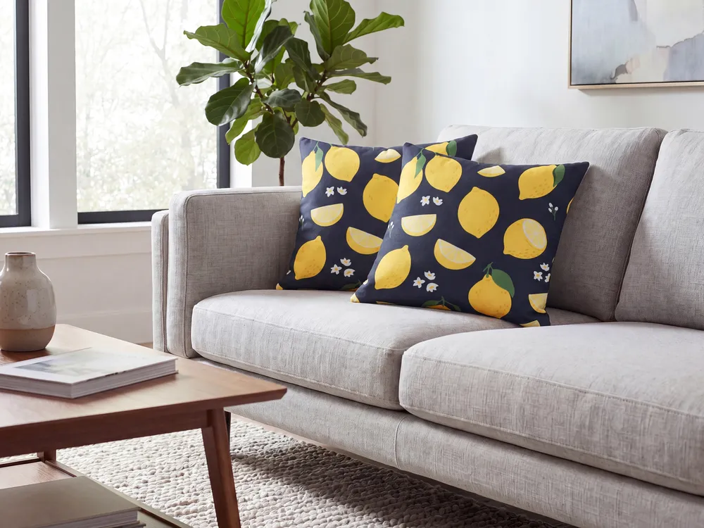 Dekokissen 2er Set CITRUS 45 x 45 cm Schwarz Pflanzenmuster