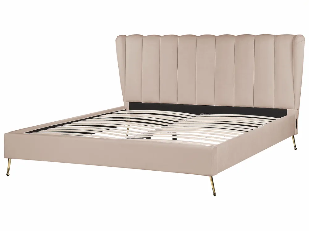 Bed Velvet MIRIBEL 180 x 200 cm (EU Super King) Taupe_870591