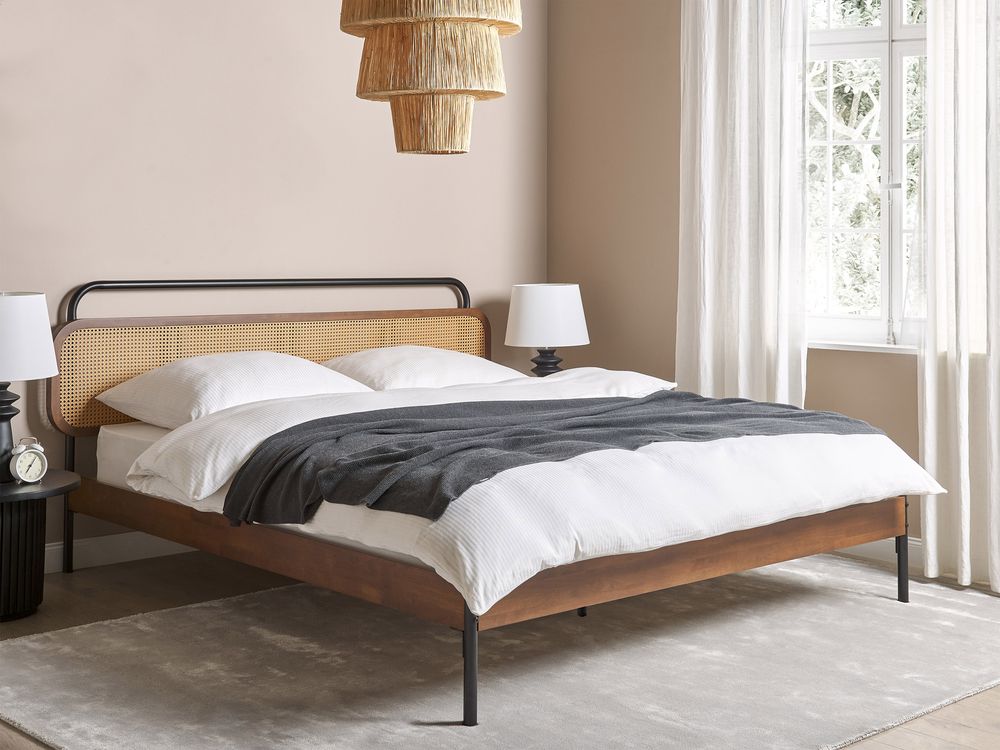 Bed Rattan BOUSSICOURT 180 x 200 cm (EU Super King) Dark Brown