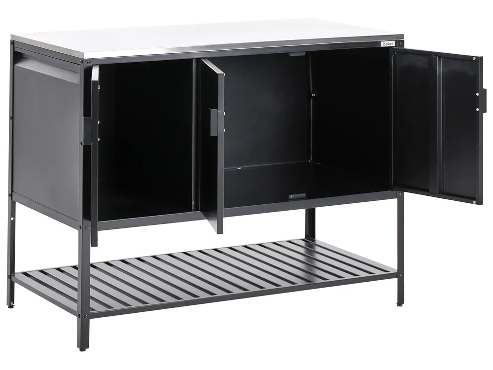 Outdoor-Küche 2er Set mit Spüle MAENZA Schwarz Metall_981473