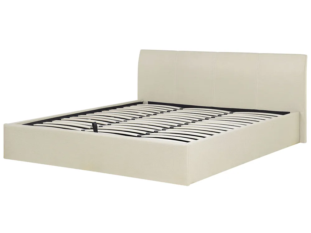 Bett mit Stauraum ORBEY Stoff Hellbeige 180 x 200 cm_728225