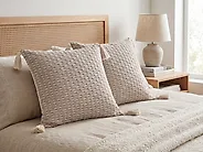 Dekokissen 2er Set HAKONE 42 x 42 cm Taupe Geometrisches Muster_1182733