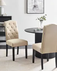 Set of 2 Dining Chairs SHIRLEY Fabric Beige_949105