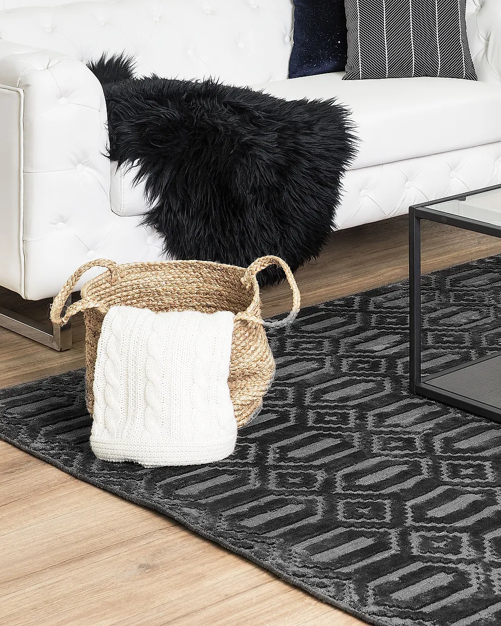 Rug ADATEPE Dark Grey 140 x 200 cm Viscose_1179355