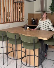 Set of 2 Bar Chairs ALLISON Boucle Green_1173811