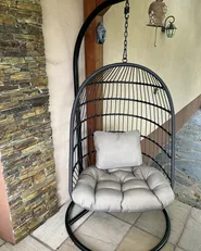 Hanging Chair with Stand ALLERA Metal Black_883866
