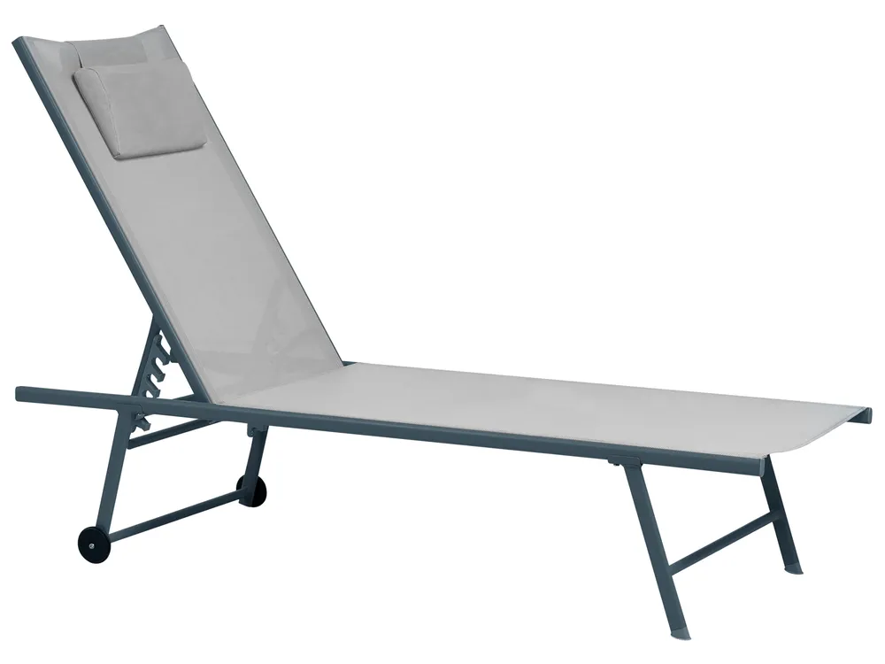 Gartenliege 2er Set SORONI mit Relaxfunktion Metall Hellgrau_1014174