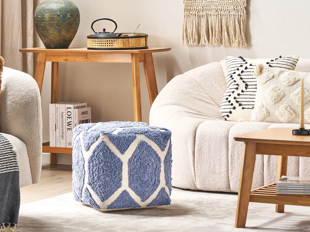 Pouf ROJHAN Baumwolle Blau