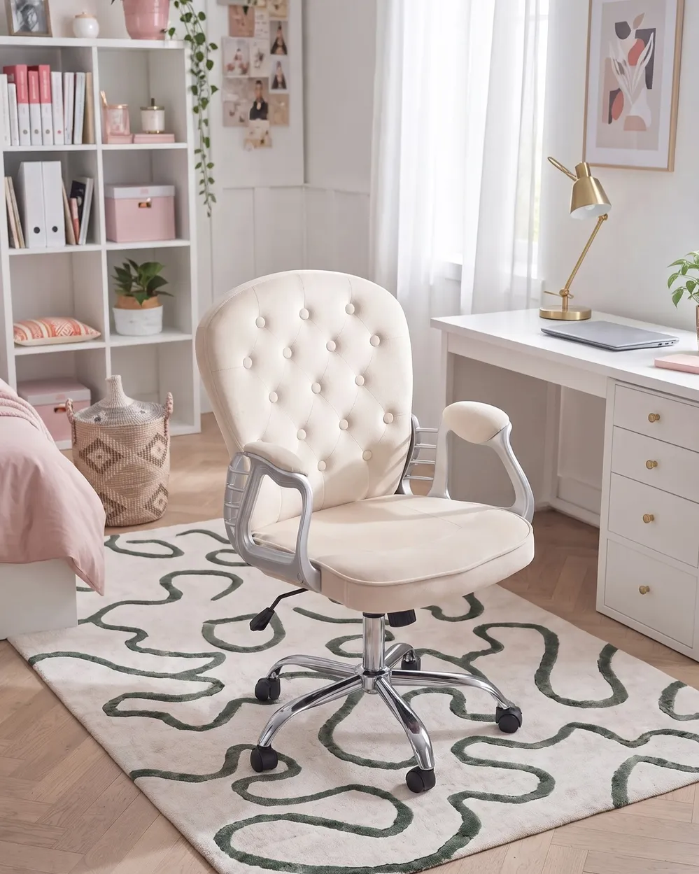 Schreibtischstuhl PRINCESS Samtstoff Taupe