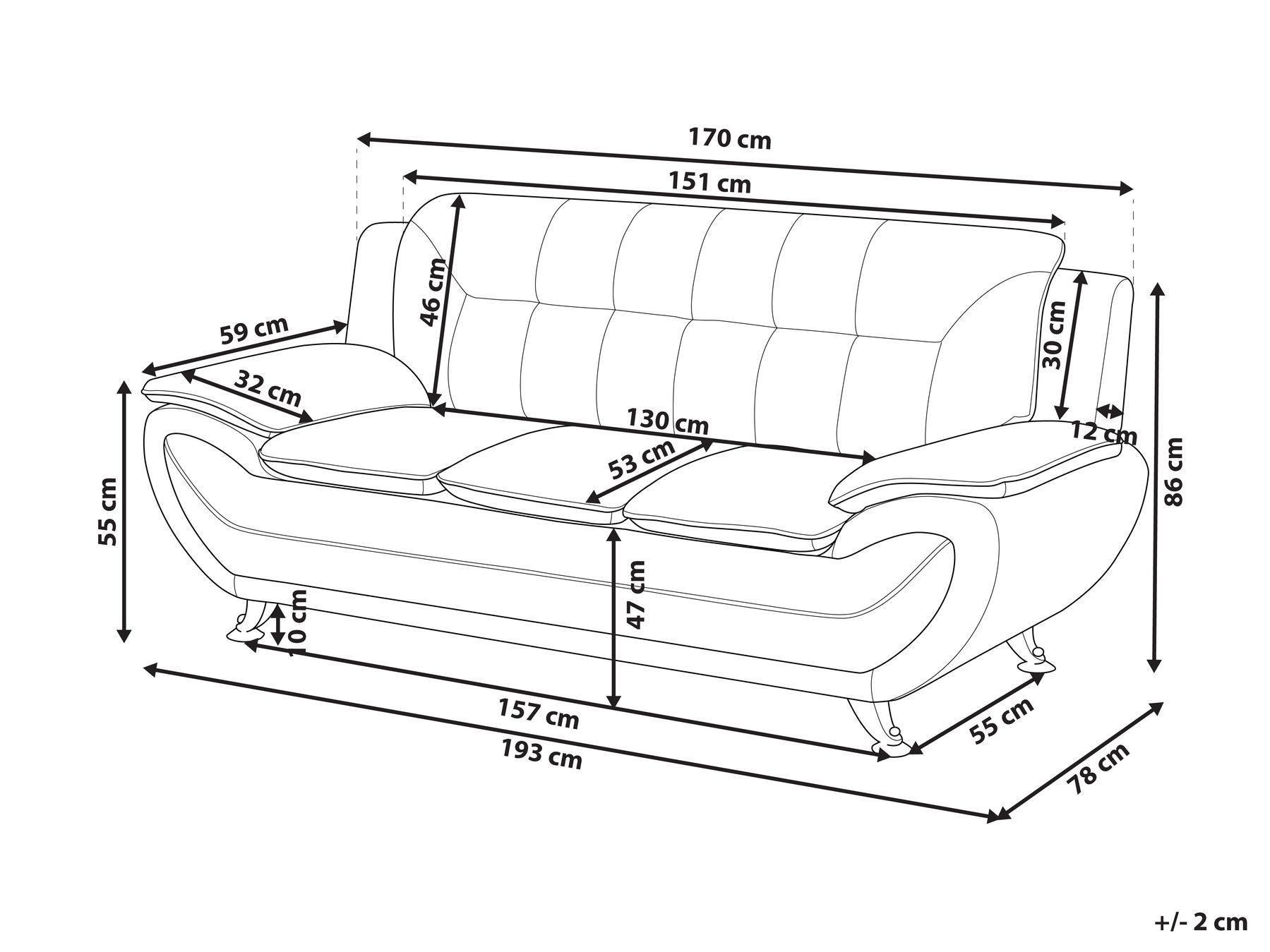 Sofa 3-Sitzer LEIRA Kunstleder Weiß_1058849