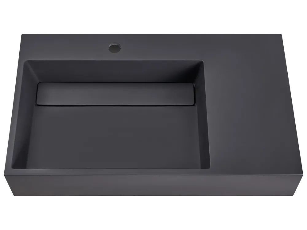 Hängewaschbecken CUSCO 75 x 43 cm Mineralguss Schwarz_981429
