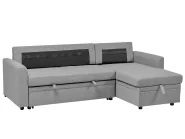 Corner Sofa Bed 3 Seater NASSJO Faux Linen Grey Left Hand_999927