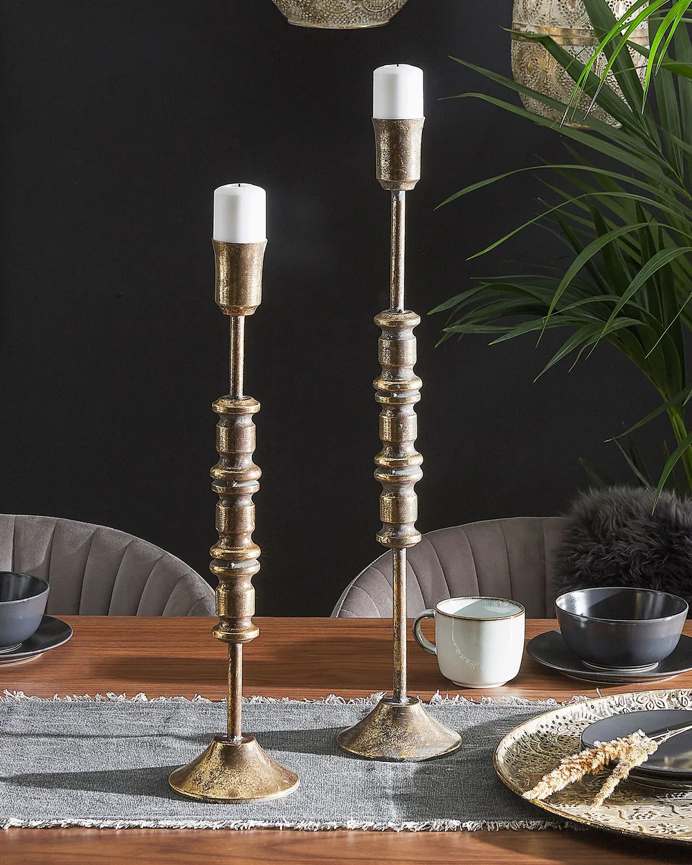 Kerzenständer 2er Set SALAMINA 63/49 cm Metall Gold_787615