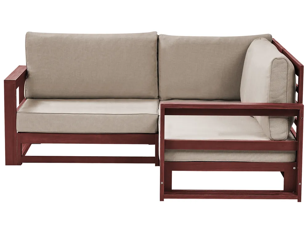 Garten Ecksofa 2-Sitzer TIMOR modular Akazienholz Dunkelrot