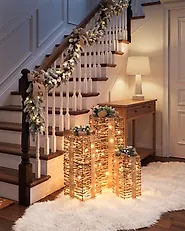 Weihnachtsdekoration 3er Set LED VALKAMA 54/45/30 cm Weihnachtsgeschenke Braun_1179473