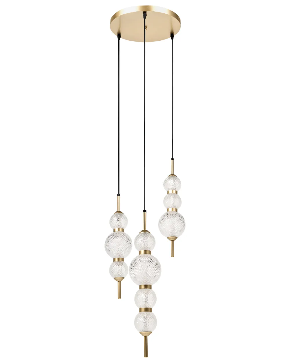 3 Light Pendant Lamp ARAS LED Glass Gold_1033752