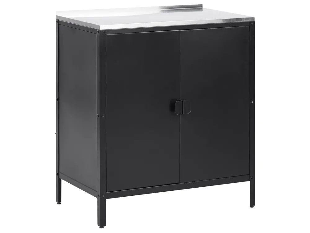 Outdoor-Küche 4er Set mit Spüle VILAMA Schwarz Metall_872655
