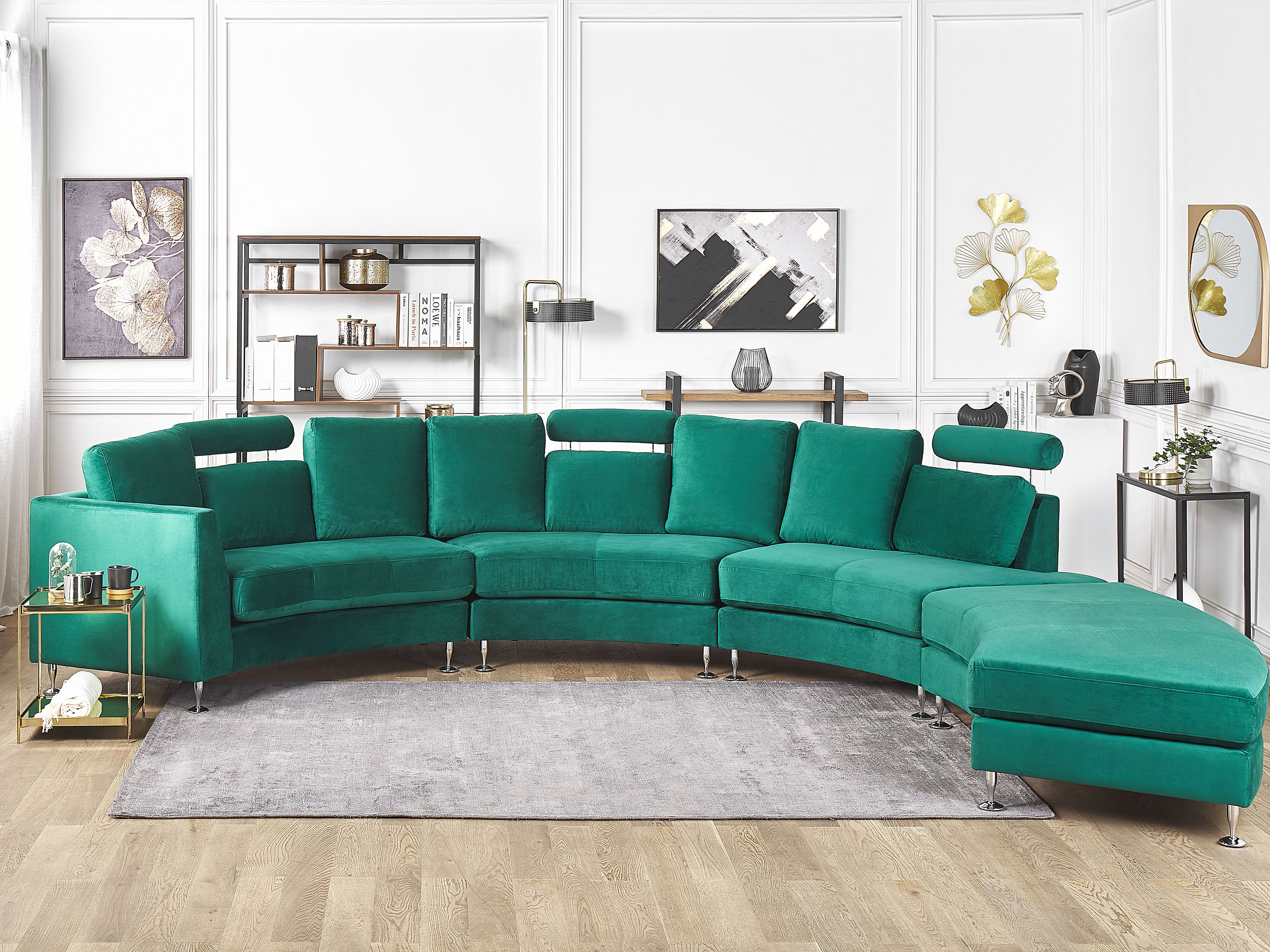 Halbrundes Sofa 7-Sitzer ROTUNDE Samtstoff Dunkelgrün | Beliani.ch