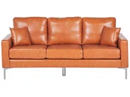 Sofa 3 Seater GAVLE Faux Leather Golden Brown_815707